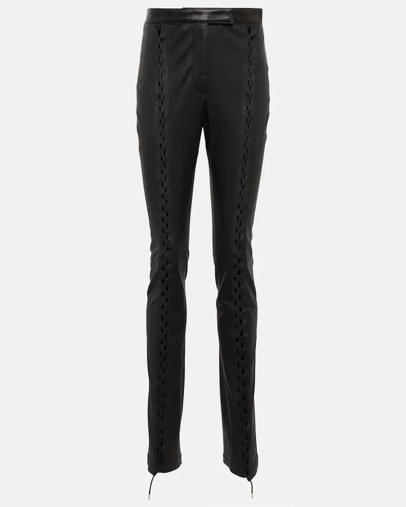 Dion Lee Pantaloni in pelle con cerniere Nero