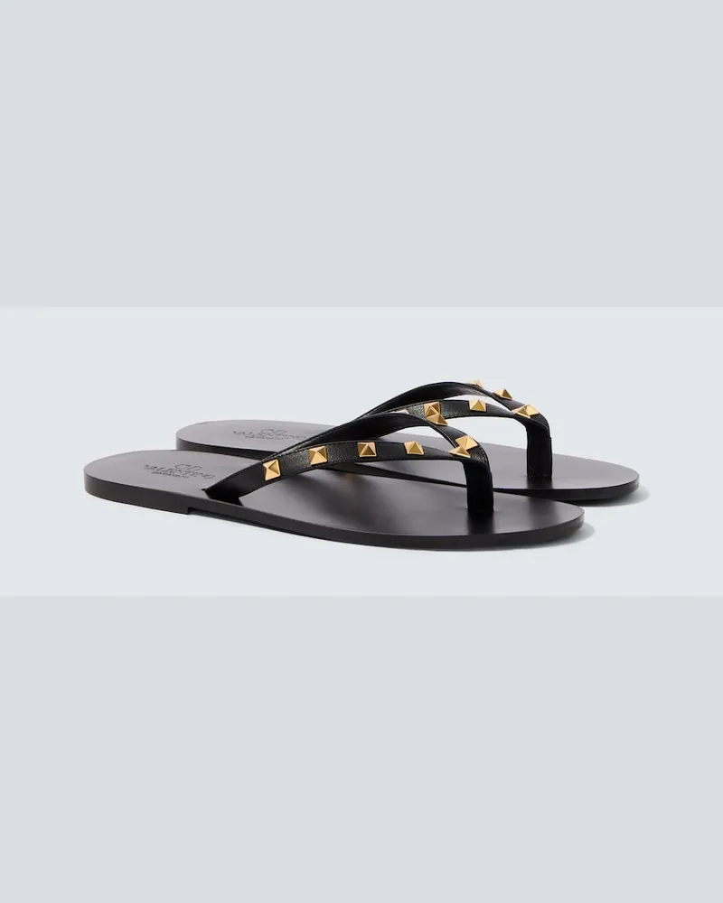 Valentino Garavani Sandali infradito Rockstud in pelle Nero