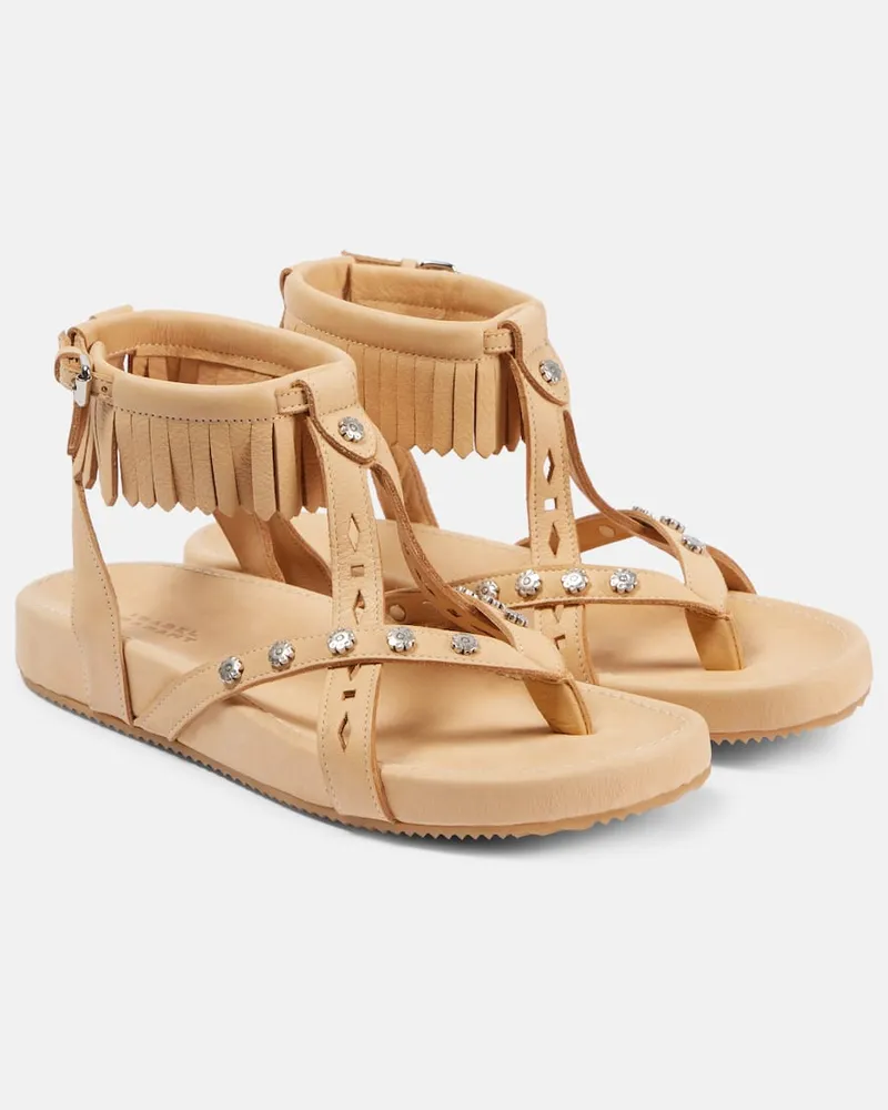 Isabel Marant Sandali Silya in pelle con borchie Beige