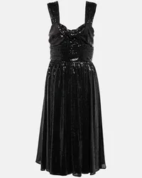 Ralph Lauren Abito midi Georgette con paillettes Nero