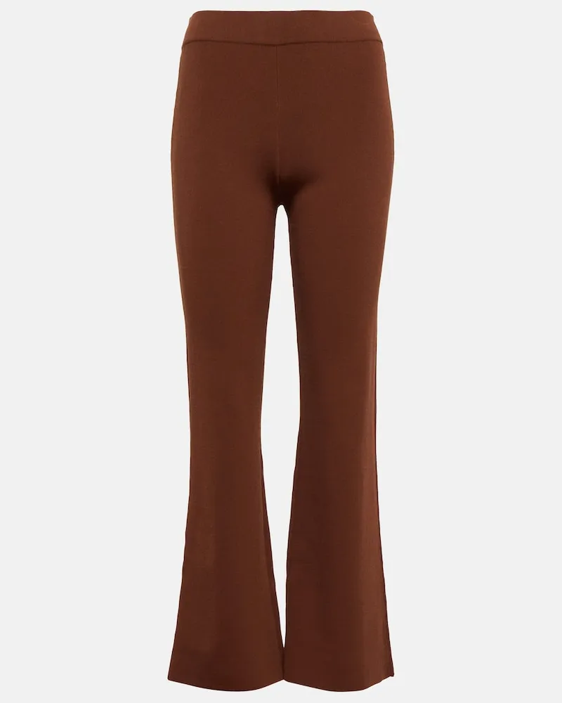 STAUD Pantaloni flared Estella in maglia a coste Marrone