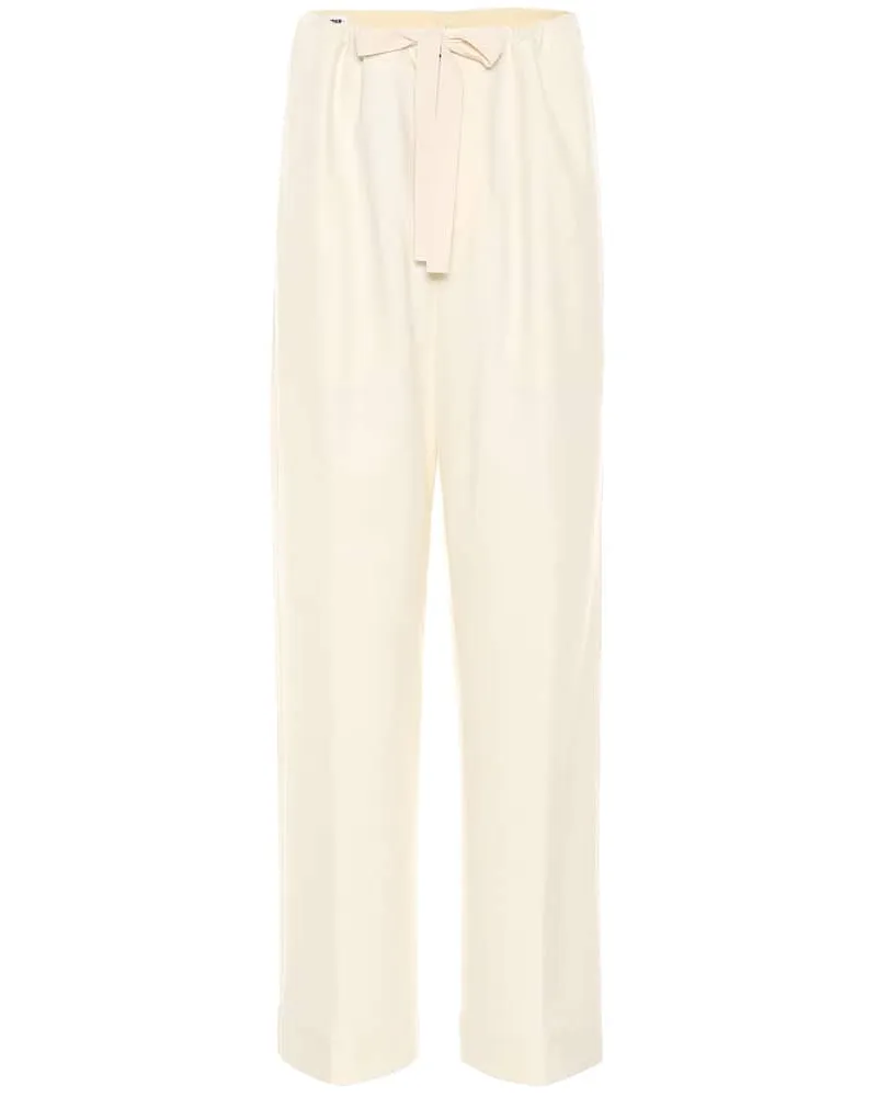 Jil Sander Pantaloni in lana con coulisse Bianco