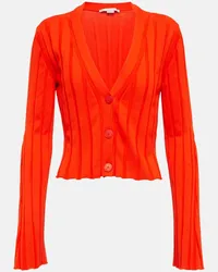 Stella McCartney Cardigan in maglia a coste di cotone Rosso