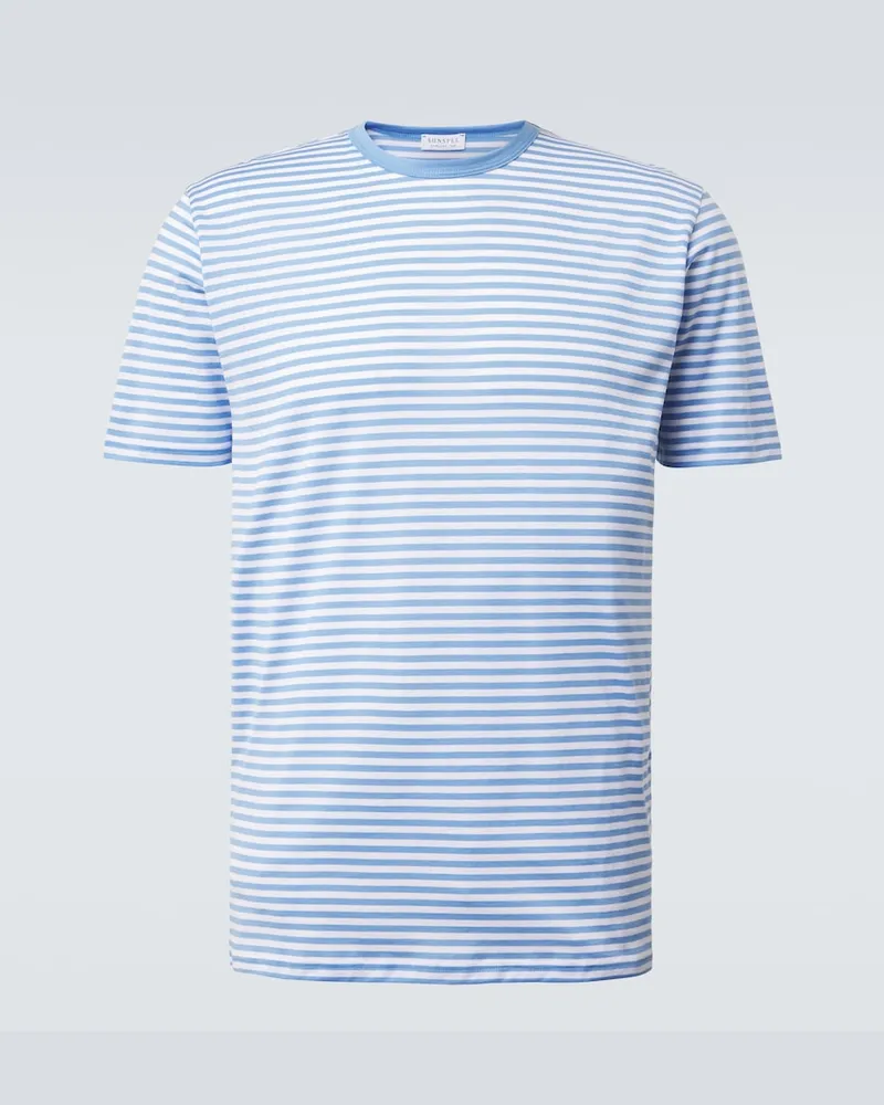 Sunspel T-shirt in cotone a righe Blu