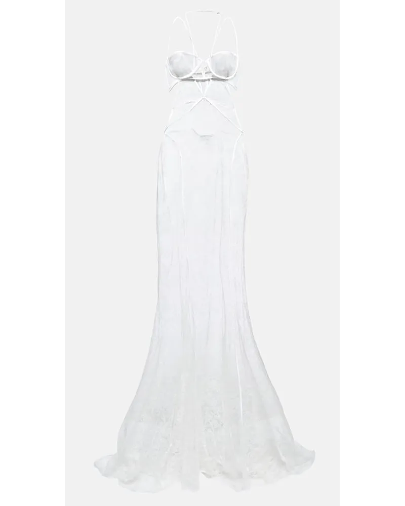Nensi Dojaka Bridal - Abito lungo in pizzo Bianco