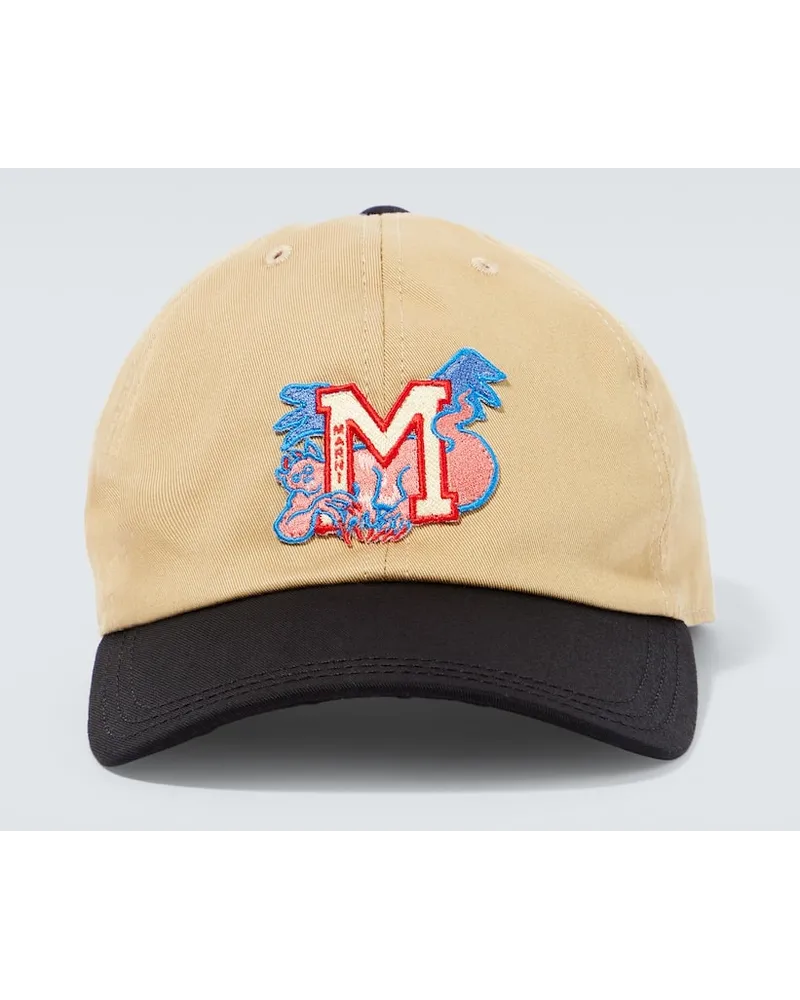 Marni Cappello da baseball in cotone con logo Beige