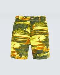 ERL Shorts in cotone con stampa Giallo