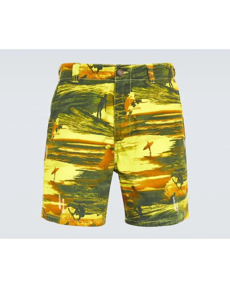 ERL Shorts in cotone con stampa Giallo