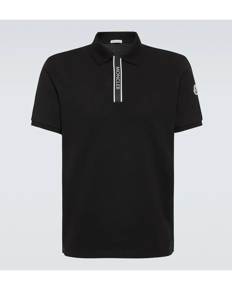 Moncler Polo in cotone con logo Nero