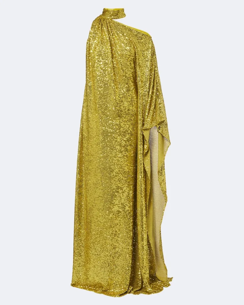 Taller Marmo Abito lungo Atlas Disco con paillettes Giallo