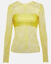 Giuseppe di Morabito Top in mesh con cristalli Giallo