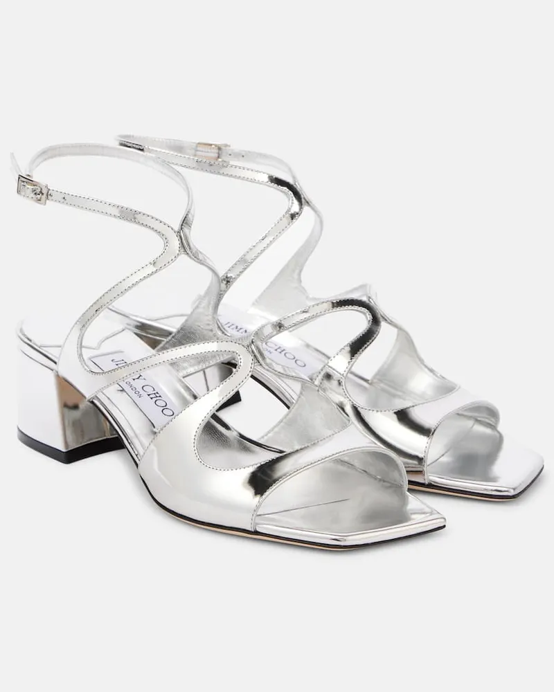 Jimmy Choo Sandali Azilia 45 in pelle metallizzata Argento