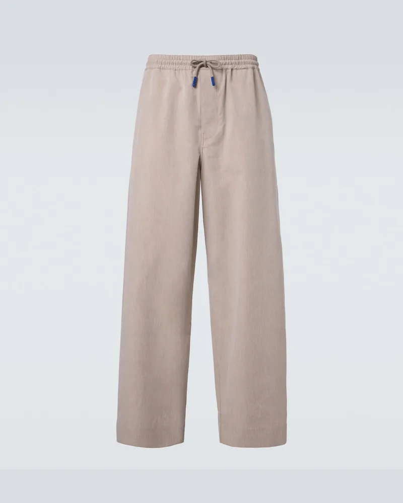 Loewe Pantaloni a gamba larga in lana e cotone Beige