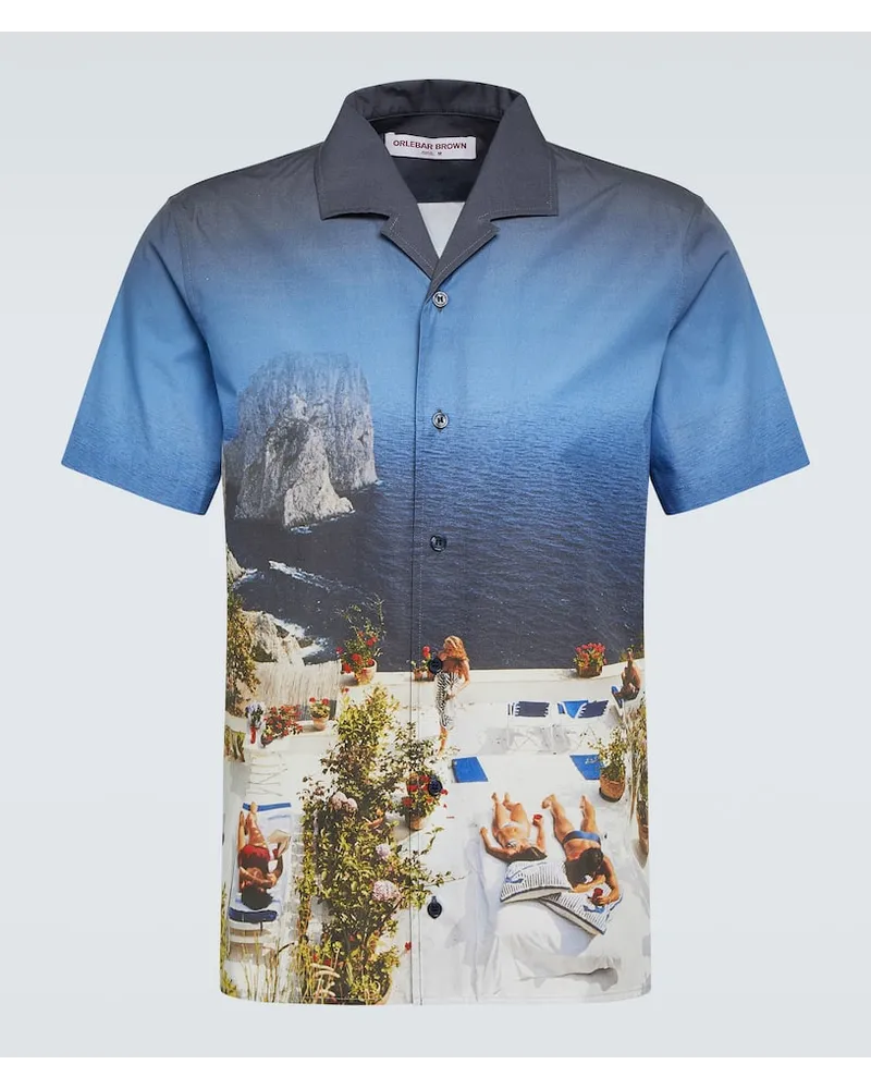 Orlebar Brown Camicia bowling Hibbert in cotone Blu