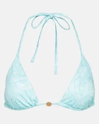 Versace Top bikini a triangolo Barocco Blu