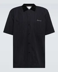 Sacai Camicia bowling in twill a righe Blu