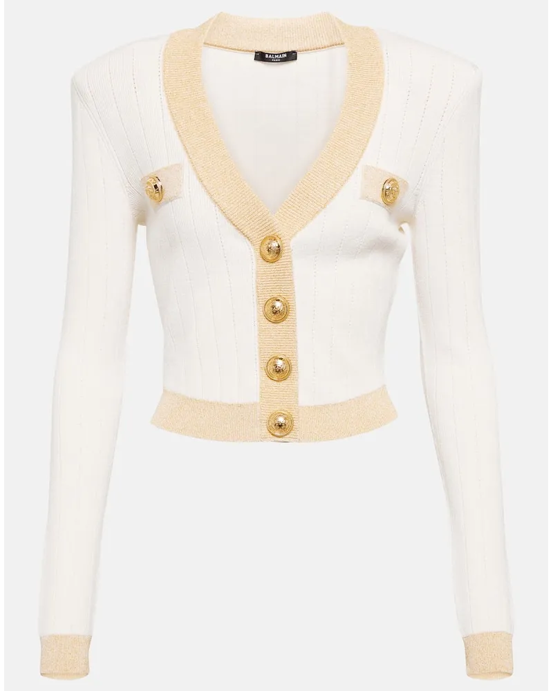 Balmain Cardigan in lamÃ Bianco