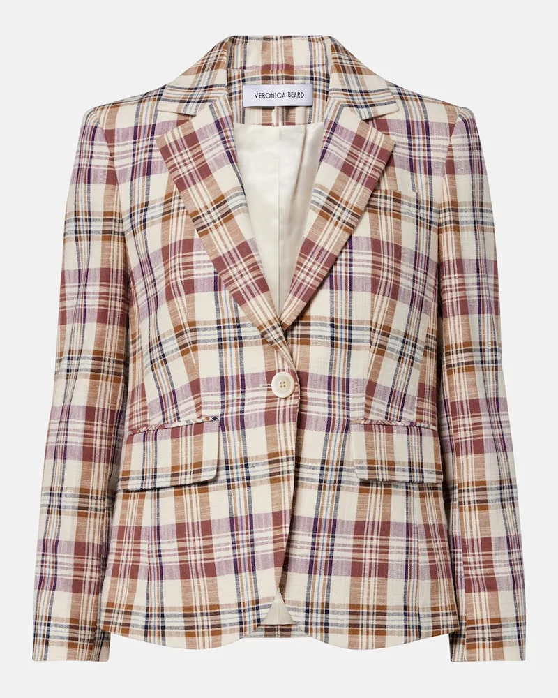 Veronica Beard Blazer Tyra in misto cotone a quadri Viola