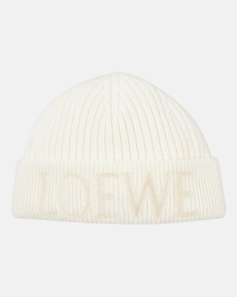 Loewe Berretto in lana con logo Bianco