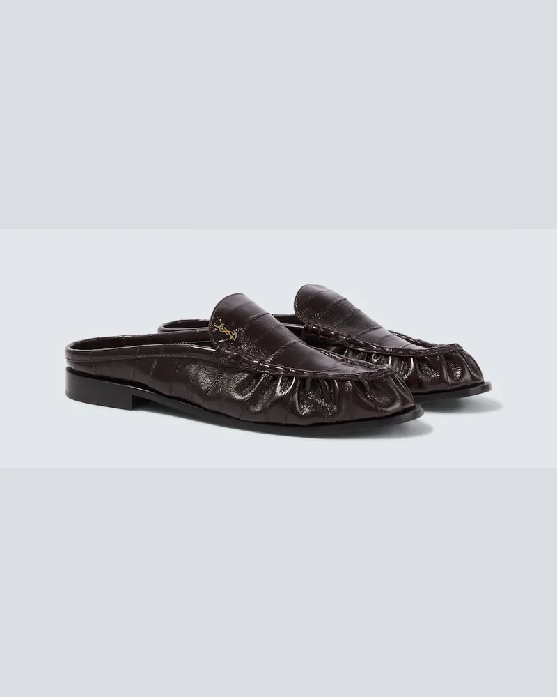 Saint Laurent Mules Le Loafer in pelle di anguilla Borgogna