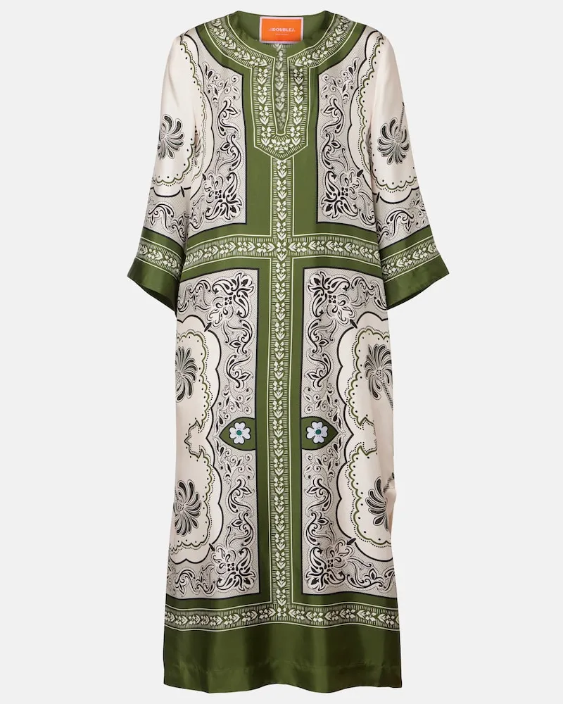 La DoubleJ Caftano Mirage PlacÃ©e in twill di seta Multicolore