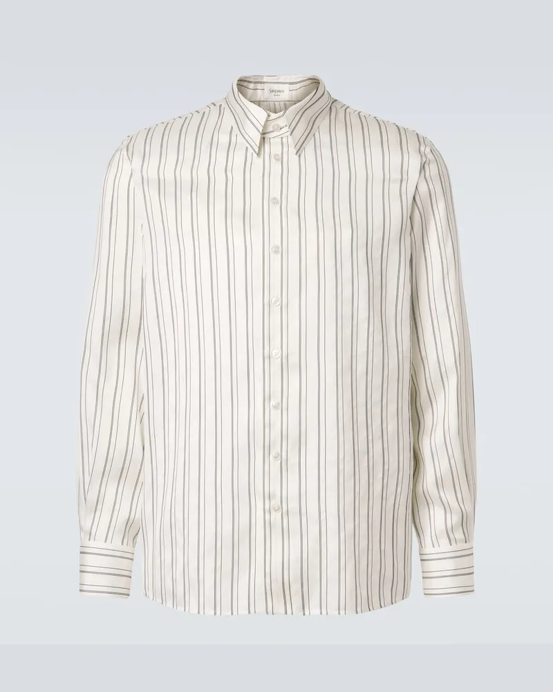 Saint Laurent Camicia in seta a righe Bianco