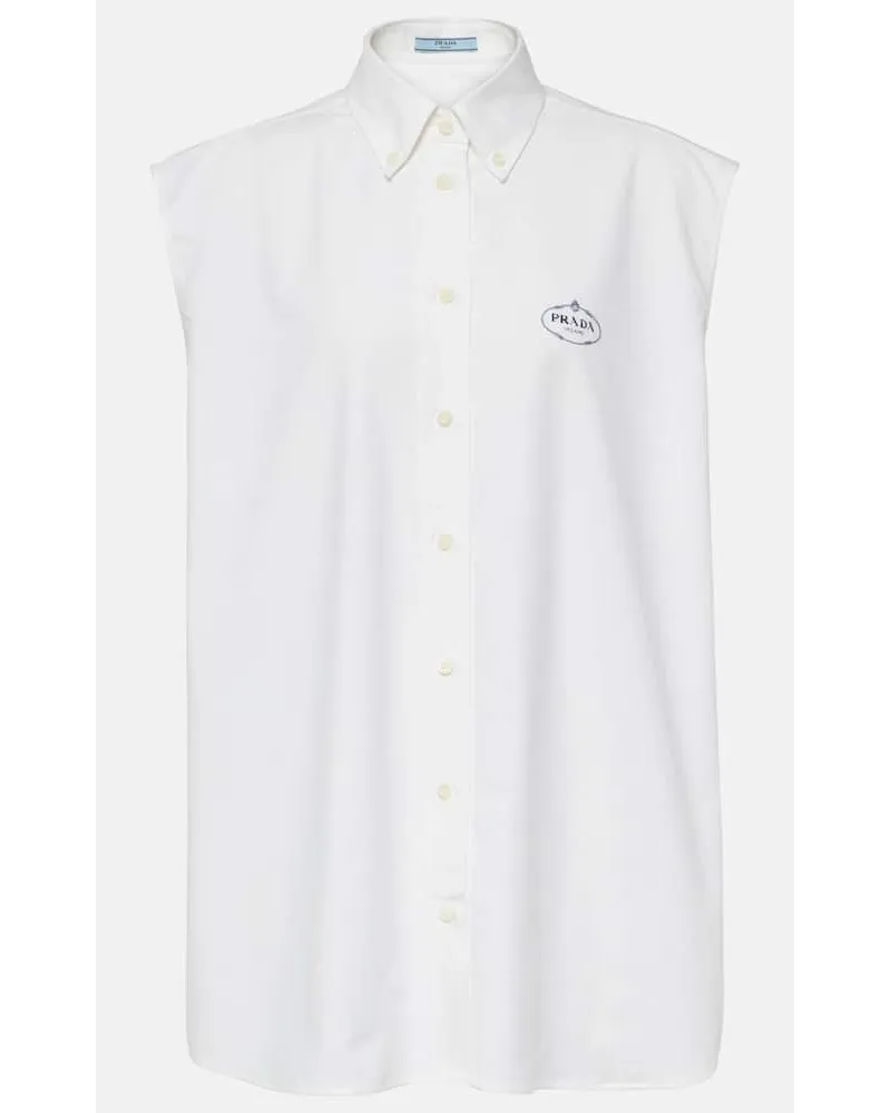 Prada Camicia con logo Bianco