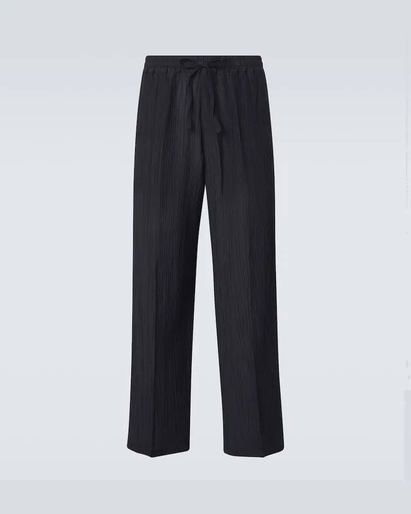 Umit Benan Pantaloni regular Julian in lino e cotone Nero