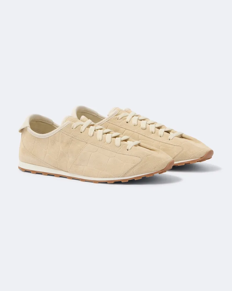 Jacquemus Sneakers Tennis in suede effetto coccodrillo Beige