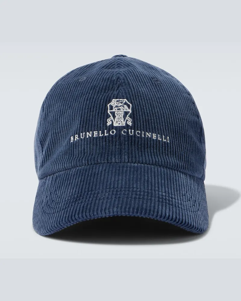 Brunello Cucinelli Cappello da baseball in velluto a coste Blu