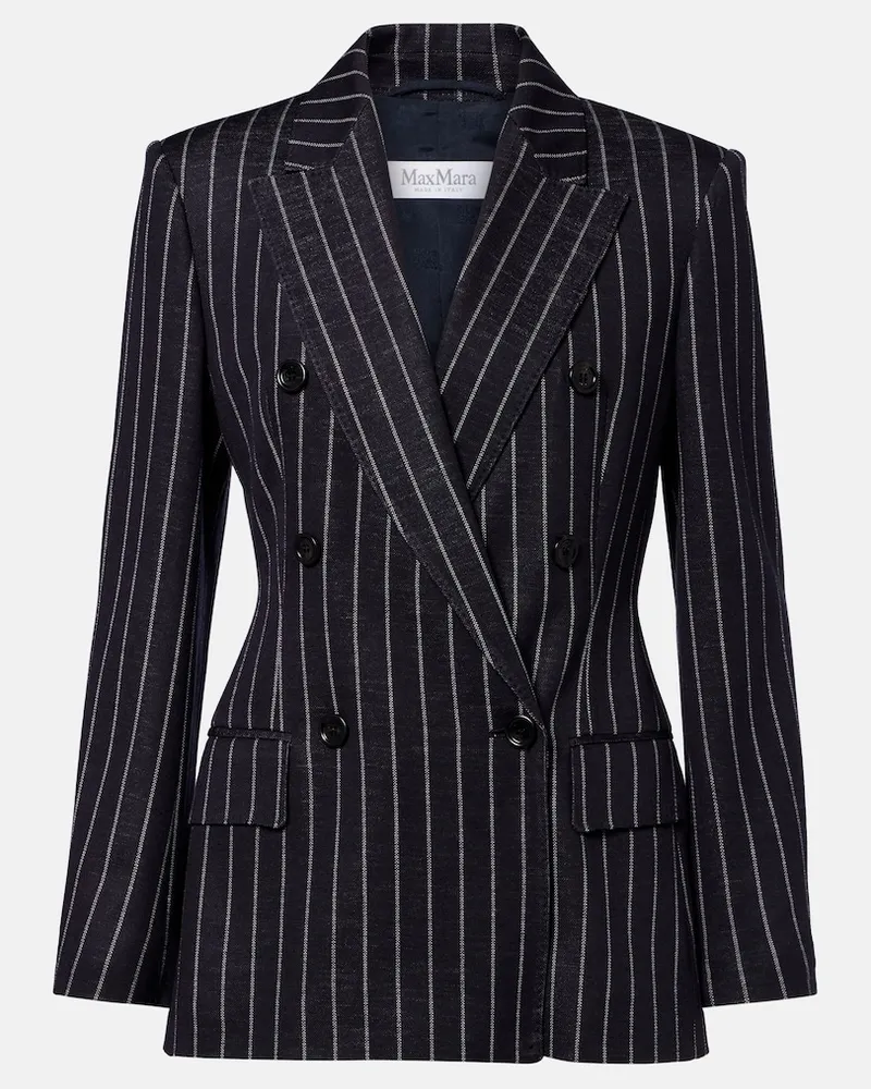 Max Mara Blazer doppiopetto in jersey gessato Blu