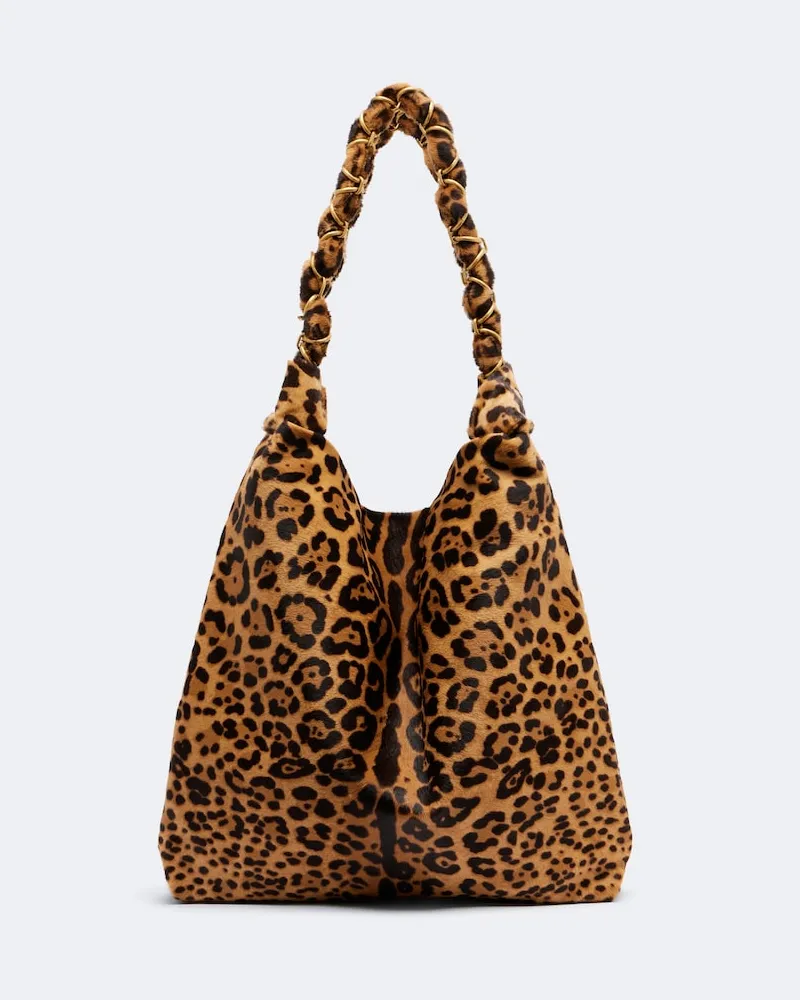 Saint Laurent Borsa a spalla Amalia con stampa leopardata Marrone