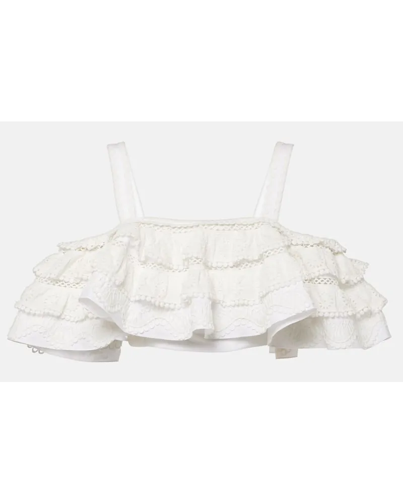 Carolina Herrera New York Top cropped con volant Bianco