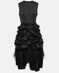 Noir Kei Ninomiya Abito midi in tulle con ruches Nero