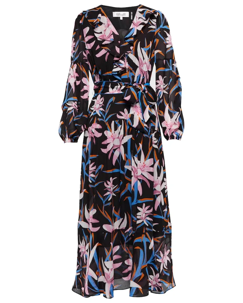 Diane von Furstenberg Abito midi Jaxson in crÃªpe con stampa Nero