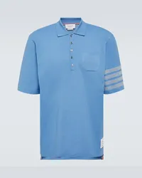 Thom Browne Polo 4-Bar in piqué di cotone Blu