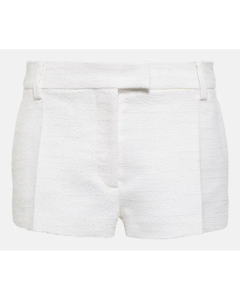 Valentino Garavani Shorts in tweed di cotone e lana Bianco