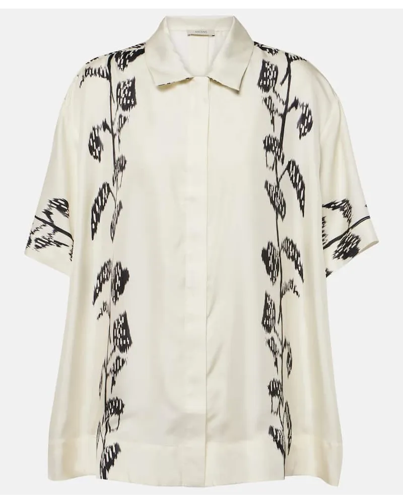 ASCENO Camicia bowling Montauk in twill di seta Bianco
