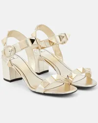 Valentino Garavani Sandali Roman Stud in pelle metallizzata Bianco