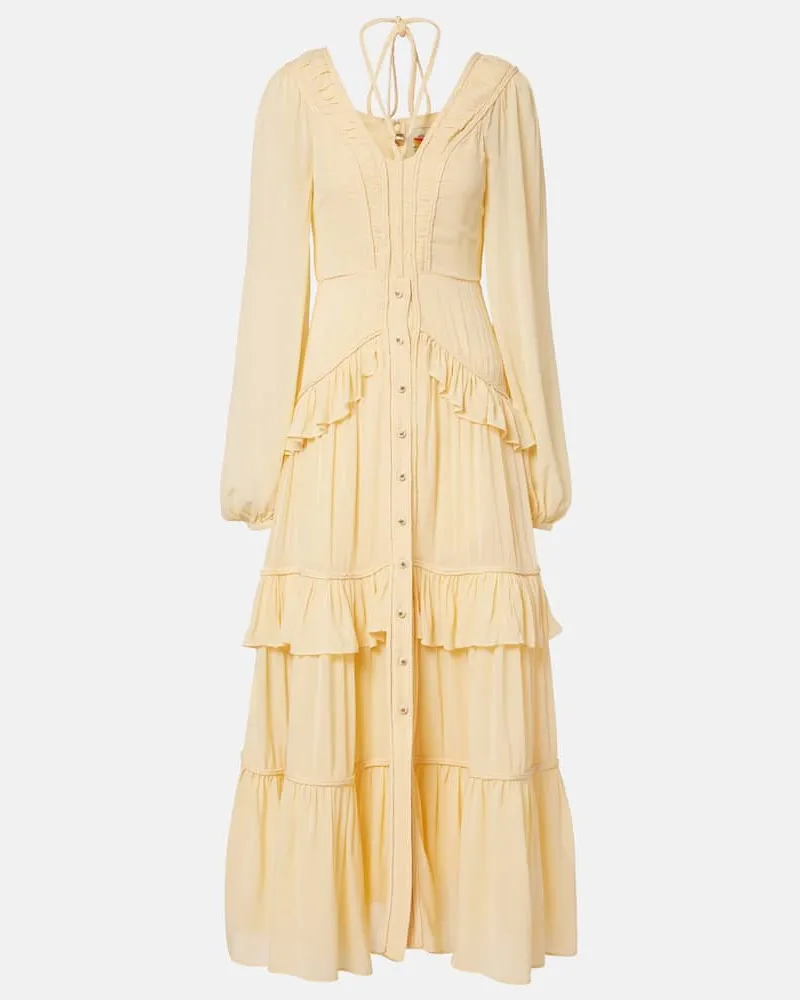 FARM Rio Abito lungo con ruches Giallo