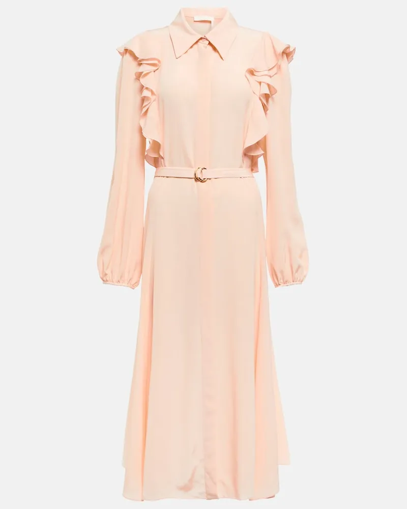 Chloé ChloÃ© Abito chemisier in seta con ruches Rosa