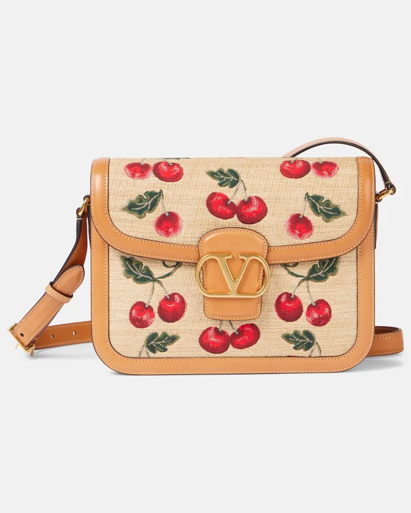 Valentino Garavani Borsa a spalla 9TO5 Cherryfic con pelle Beige