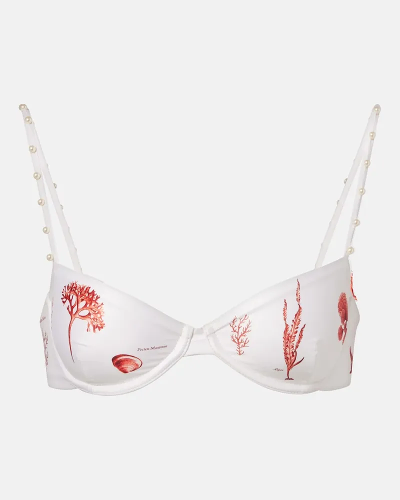 AGUA BENDITA Top bikini Magdalena con stampa Bianco