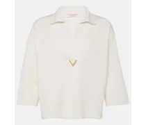 Valentino Garavani Top cropped VGold in lana Bianco