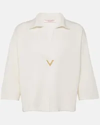 Valentino Garavani Top cropped VGold in lana Bianco