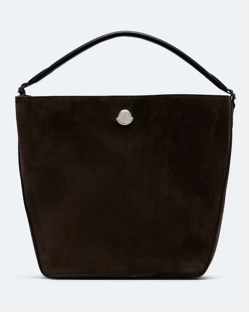 Moncler Borsa a spalla Carlo in suede Marrone
