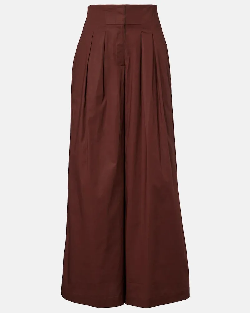 Adriana Degreas Pantaloni a gamba larga in misto cotone Marrone