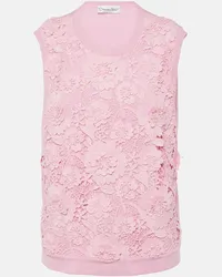 Oscar de la Renta Top in misto seta con pizzo Rosa