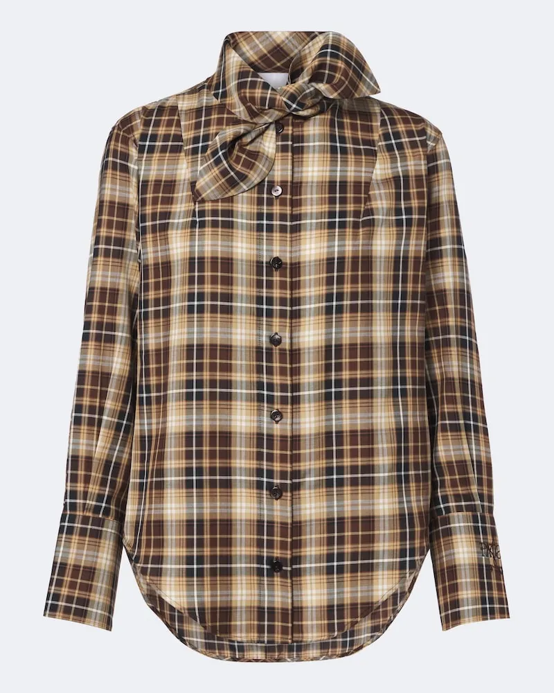 Patou Camicia in cotone a quadri Marrone