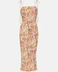 Zimmermann Abito midi Golden Pleated con stampa Multicolore